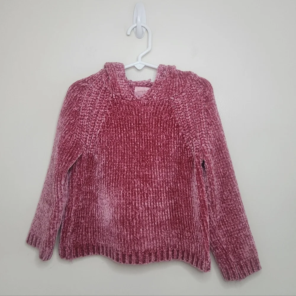 Girls Lucky Penny Hooded Chenille Sweater Sz 4